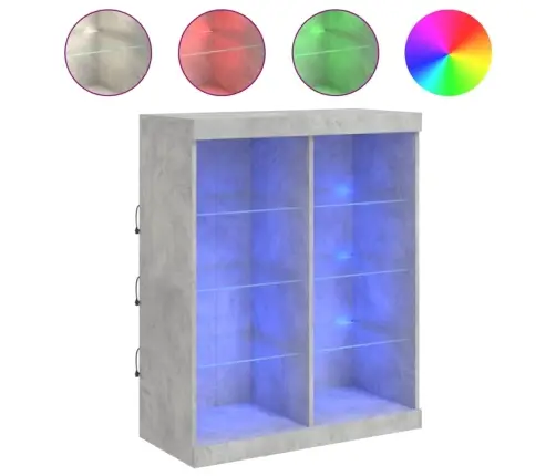 Kumode Ar Led Lampiņām, Betona Pelēka, 81X37X100 Cm Vidaxl