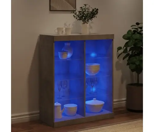 Kumode Ar Led Lampiņām, Betona Pelēka, 81X37X100 Cm Vidaxl