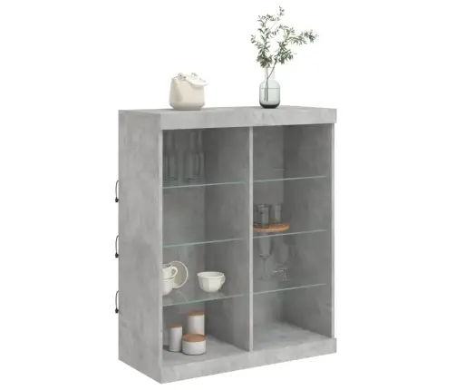 Kumode Ar Led Lampiņām, Betona Pelēka, 81X37X100 Cm Vidaxl