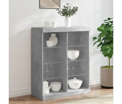 Kumode Ar Led Lampiņām, Betona Pelēka, 81X37X100 Cm Vidaxl