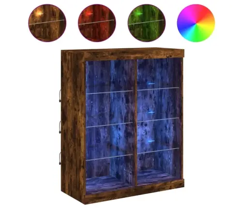 Kumode Ar Led Lampiņām, Ozolkoka Krāsa, 81X37X100 Cm Vidaxl