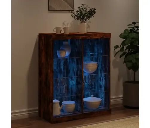 Kumode Ar Led Lampiņām, Ozolkoka Krāsa, 81X37X100 Cm Vidaxl