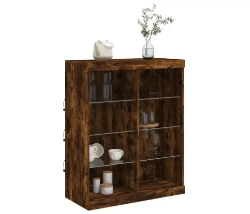 Kumode Ar Led Lampiņām, Ozolkoka Krāsa, 81X37X100 Cm Vidaxl