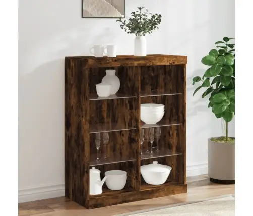 Kumode Ar Led Lampiņām, Ozolkoka Krāsa, 81X37X100 Cm Vidaxl