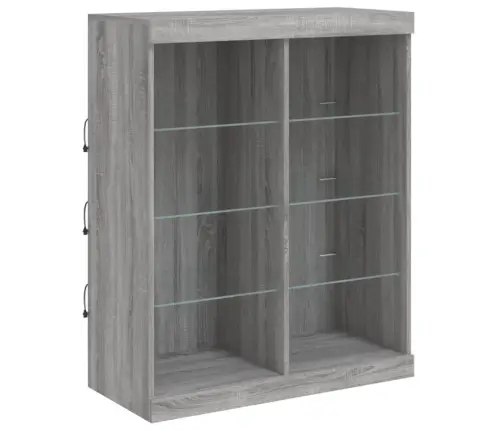 Kumode Ar Led Lampiņām, Pelēka Ozolkoka Krāsa, 81X37X100 Cm Vidaxl