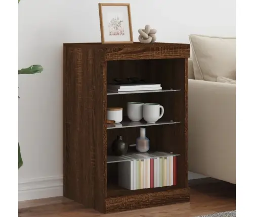 Šoninė Spintelė Su Led Lemputėmis, Ruda Ąžuolo, 41X37X67Cm