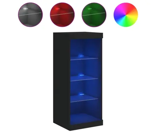 Kumode Ar Led Lampiņām, Melna, 41X37X100 Cm Vidaxl