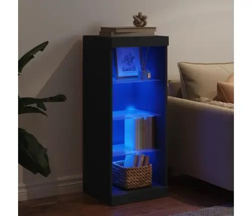 Kumode Ar Led Lampiņām, Melna, 41X37X100 Cm Vidaxl