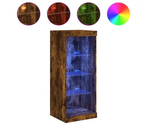 Šoninė Spintelė Su Led Lemputėmis, Dūminio Ąžuolo, 41X37X100Cm