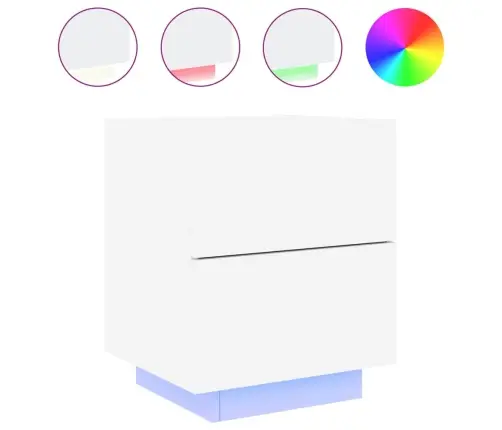 Öökapp Led-Valgustusega, Valge, Tehispuit