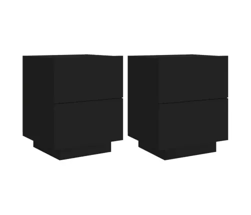 Öökapid Led-Valgustusega 2 Tk, Must, Tehispuit