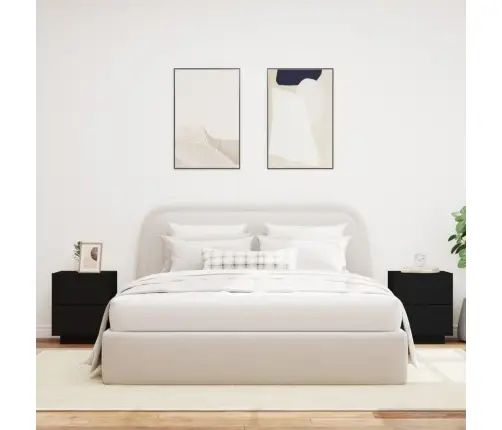 Öökapid Led-Valgustusega 2 Tk, Must, Tehispuit