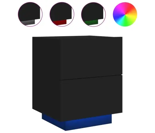 Öökapid Led-Valgustusega 2 Tk, Must, Tehispuit