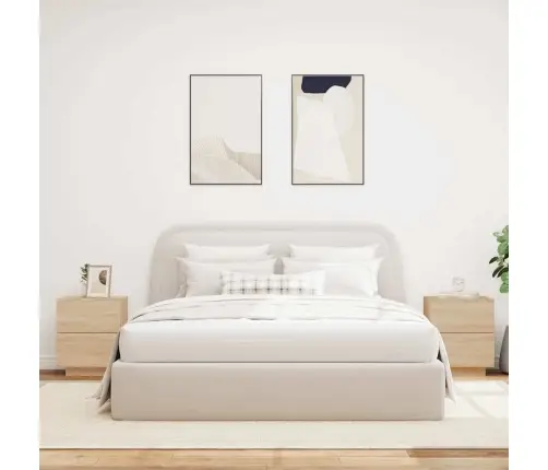 Naktsskapīši Ar Led, 2 Gab., Ozolkoka Krāsā, Inženierijas Koks Vidaxl