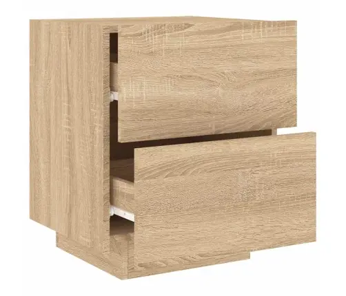 Naktsskapīši Ar Led, 2 Gab., Ozolkoka Krāsā, Inženierijas Koks Vidaxl