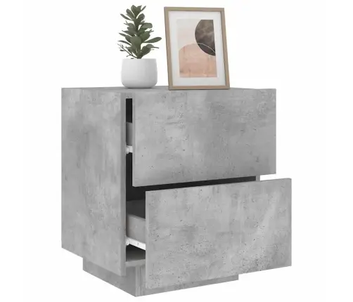 Naktsskapītis Ar Led, Betona Pelēki, Inženierijas Koks Vidaxl Naktsskapītis Ar Led, Betona Pelēki, Inženierijas Koks Vidaxl