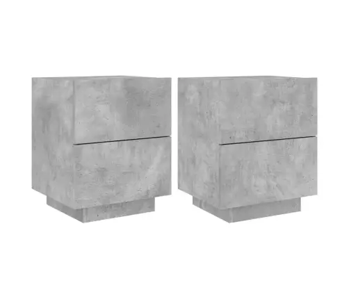 Naktinės Spintelės Su Led Lemputėmis, 2Vnt., Betono, Mediena