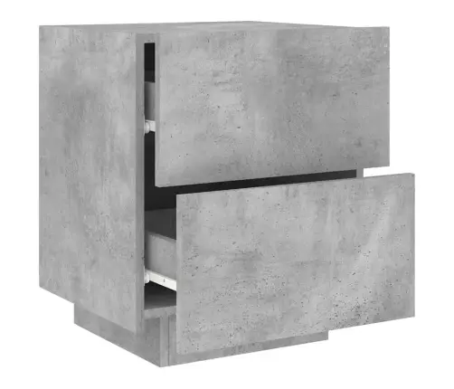 Naktinės Spintelės Su Led Lemputėmis, 2Vnt., Betono, Mediena