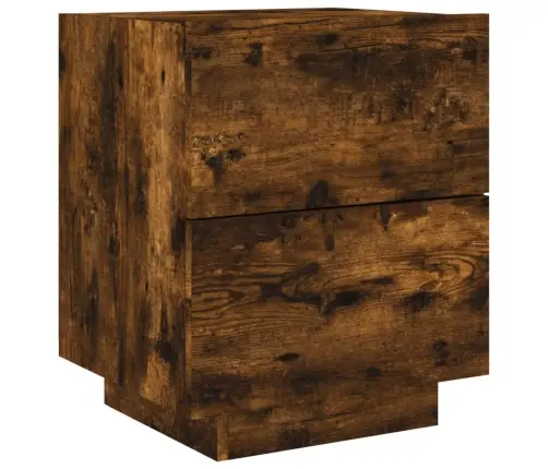 Naktinė Spintelė Su Led Lemputėmis, Dūminio Ąžuolo, Mediena