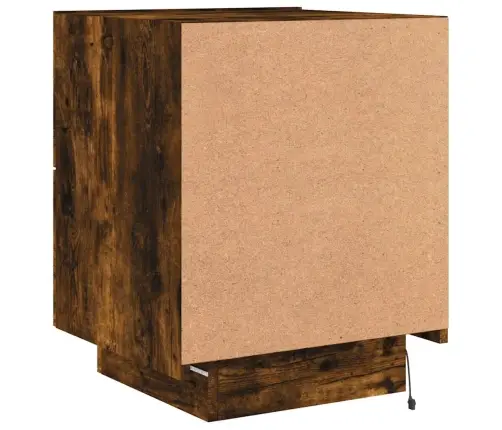 Naktinė Spintelė Su Led Lemputėmis, Dūminio Ąžuolo, Mediena