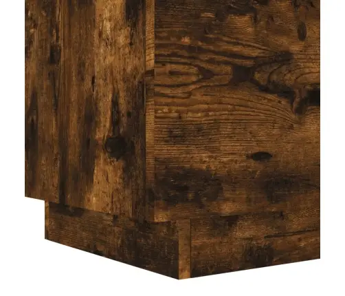 Naktinė Spintelė Su Led Lemputėmis, Dūminio Ąžuolo, Mediena