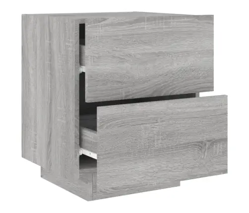 Naktinė Spintelė Su Led Lemputėmis, Pilka Ąžuolo, Mediena