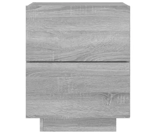 Naktinė Spintelė Su Led Lemputėmis, Pilka Ąžuolo, Mediena