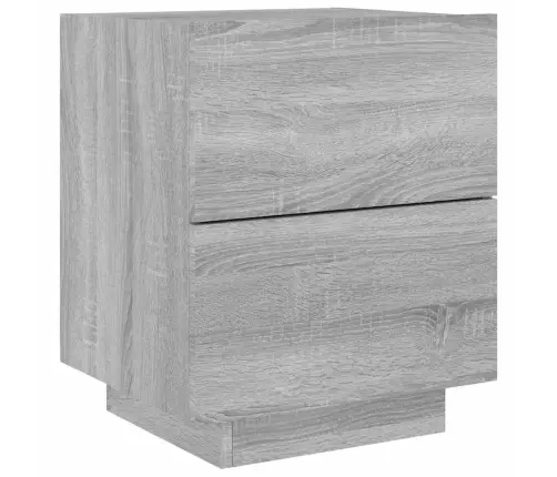 Naktinės Spintelės Su Led Lemputėmis, 2Vnt., Pilkos, Mediena Naktinės Spintelės Su Led Lemputėmis, 2Vnt., Pilkos, Mediena