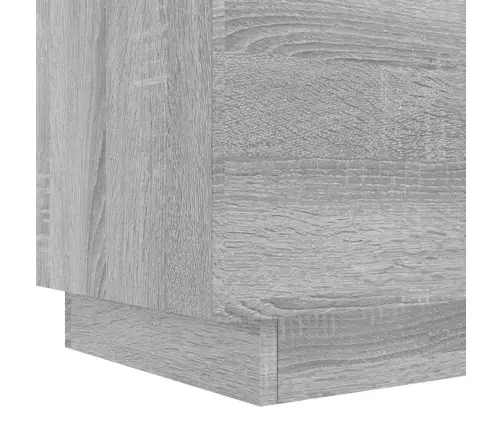 Naktinės Spintelės Su Led Lemputėmis, 2Vnt., Pilkos, Mediena Naktinės Spintelės Su Led Lemputėmis, 2Vnt., Pilkos, Mediena