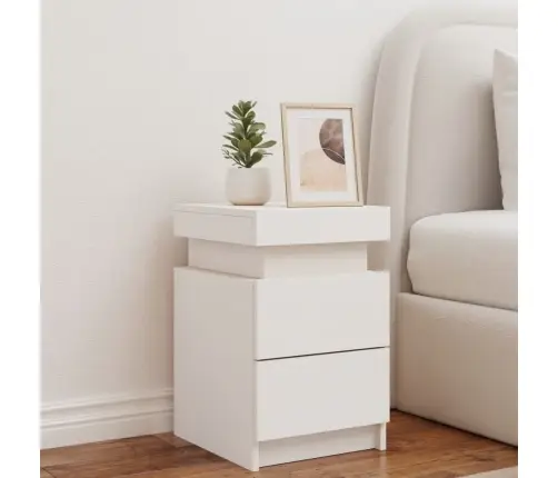 Naktsskapītis Ar Led Apgaismojumu, Balts, 35X39X55 Cm Vidaxl