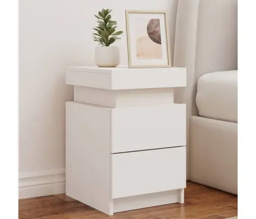 Naktsskapītis Ar Led Apgaismojumu, Balts, 35X39X55 Cm Vidaxl