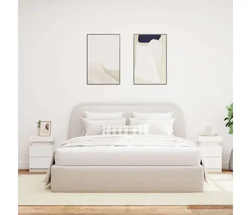 Naktsskapīši Ar Led Lampām, 2 Gab., Balti, 35X39X55 Cm Vidaxl