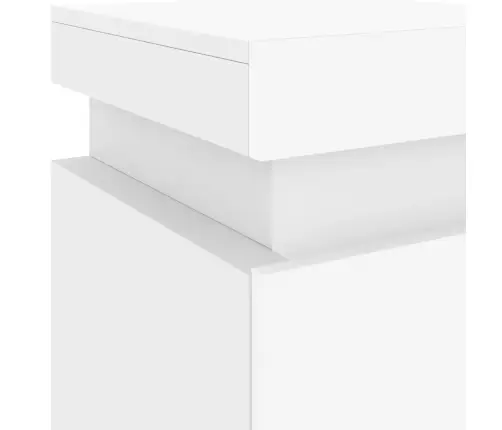 Naktsskapīši Ar Led Lampām, 2 Gab., Balti, 35X39X55 Cm Vidaxl