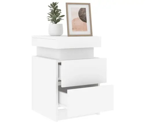 Naktsskapīši Ar Led Lampām, 2 Gab., Balti, 35X39X55 Cm Vidaxl