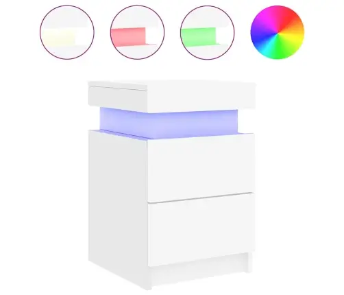 Naktsskapīši Ar Led Lampām, 2 Gab., Balti, 35X39X55 Cm Vidaxl