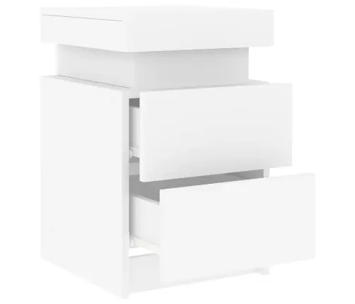 Naktsskapīši Ar Led Lampām, 2 Gab., Balti, 35X39X55 Cm Vidaxl