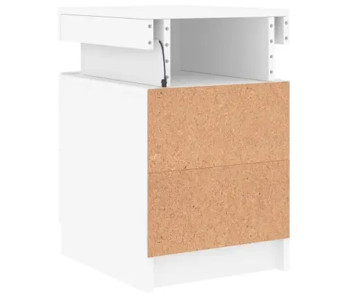 Naktsskapīši Ar Led Lampām, 2 Gab., Balti, 35X39X55 Cm Vidaxl