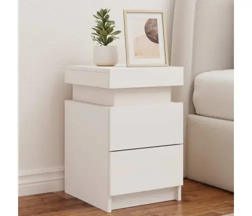 Naktsskapīši Ar Led Lampām, 2 Gab., Balti, 35X39X55 Cm Vidaxl