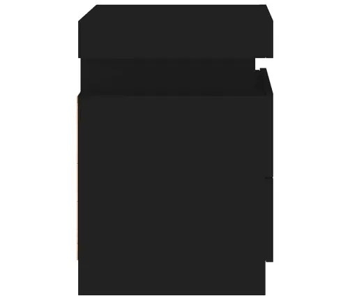 Naktinė Spintelė Su Led Lemputėmis, Juodos Spalvos, 35X39X55Cm