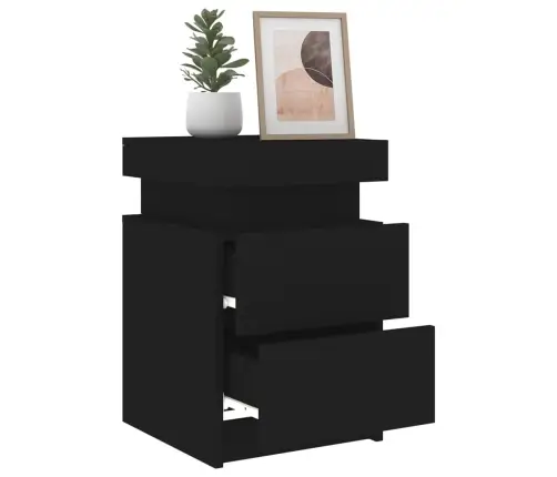 Naktsskapīši Ar Led Lampām, 2 Gab., Melni, 35X39X55 Cm Vidaxl