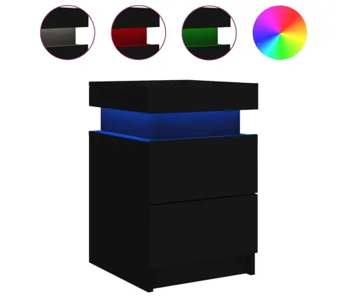 Naktsskapīši Ar Led Lampām, 2 Gab., Melni, 35X39X55 Cm Vidaxl