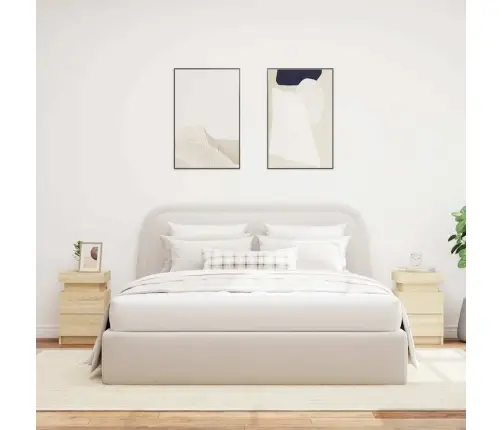 Naktsskapīši Ar Led Lampiņām, 2 Gab., Ozola Krāsa, 35X39X55 Cm Vidaxl