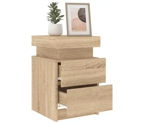 Naktsskapīši Ar Led Lampiņām, 2 Gab., Ozola Krāsa, 35X39X55 Cm Vidaxl