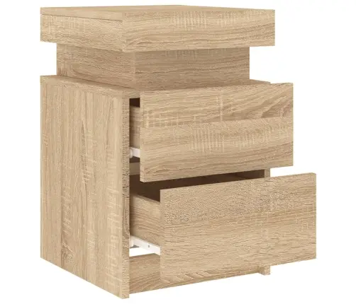 Naktsskapīši Ar Led Lampiņām, 2 Gab., Ozola Krāsa, 35X39X55 Cm Vidaxl