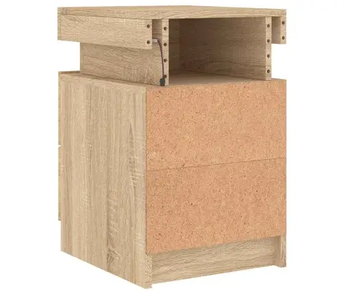 Naktsskapīši Ar Led Lampiņām, 2 Gab., Ozola Krāsa, 35X39X55 Cm Vidaxl