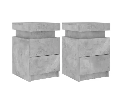 Naktsskapīši Ar Led Lampiņām, 2 Gab., Pelēki, 35X39X55 Cm Vidaxl