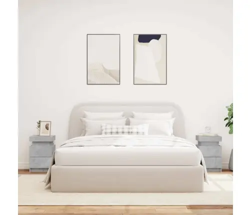 Naktsskapīši Ar Led Lampiņām, 2 Gab., Pelēki, 35X39X55 Cm Vidaxl