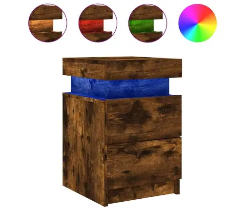 Naktsskapītis Ar Led Lampiņām, Ozolkoka Krāsa, 35X39X55 Cm Vidaxl Naktsskapītis Ar Led Lampiņām, Ozolkoka Krāsa, 35X39X55 Cm Vidaxl