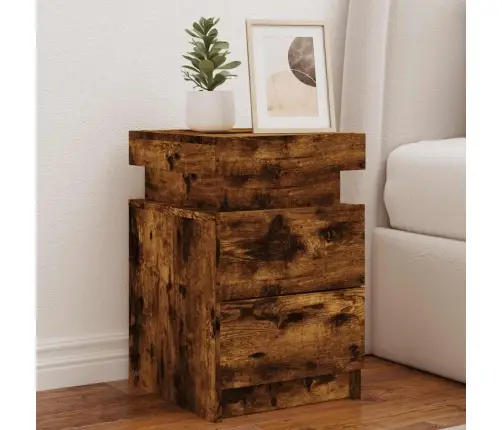 Naktsskapītis Ar Led Lampiņām, Ozolkoka Krāsa, 35X39X55 Cm Vidaxl Naktsskapītis Ar Led Lampiņām, Ozolkoka Krāsa, 35X39X55 Cm Vidaxl