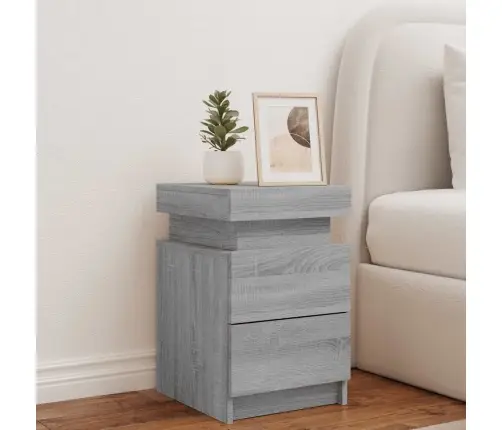 Naktsskapītis Ar Led, Pelēka Ozolkoka Krāsa, 35X39X55 Cm Vidaxl